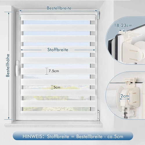 Store enrouleur duo translucide occultant sans percage fenetre - vue 3 sur 6