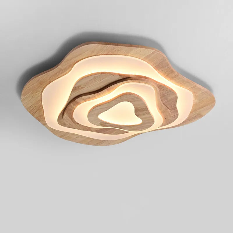Plafonnier Chinois Zen en bois nuage acrylique LED