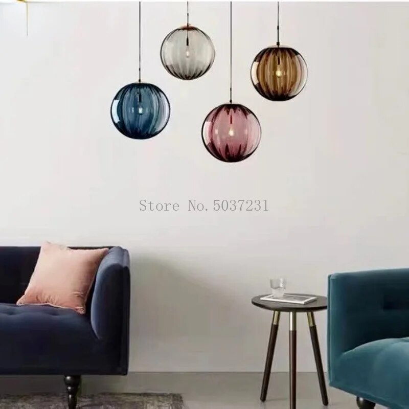 lustre verre coloré nordique moderne grain eau - vue 5 sur 29