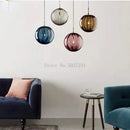 Lustre boule de verre coloré nordique lampes suspendues moderne Grain d'eau Restaurant cuisine luminaire suspendu chambre lampe de chevet