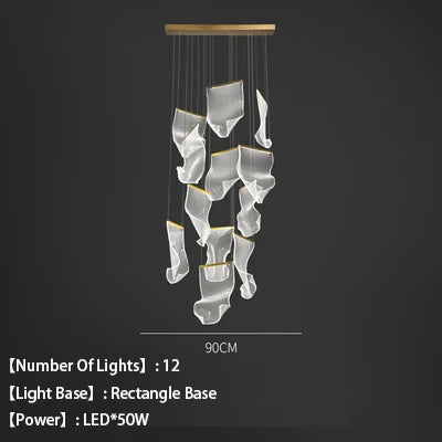 lustre en acrylique à led pour décoration intérieure élégante - vue 12 sur 14