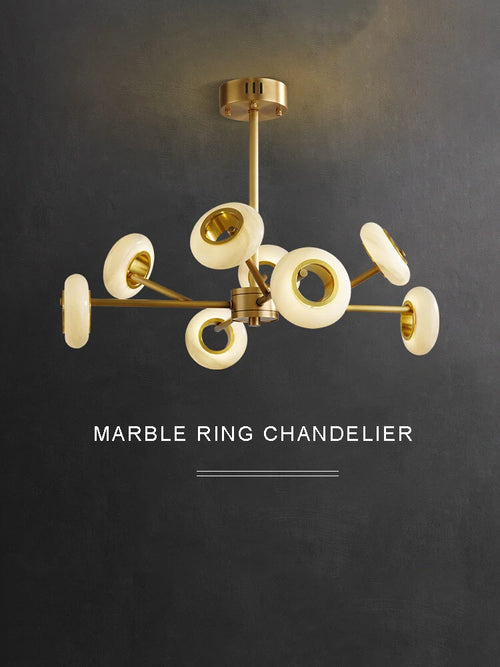 lustre de luxe en marbre à anneaux multiples pour décoration