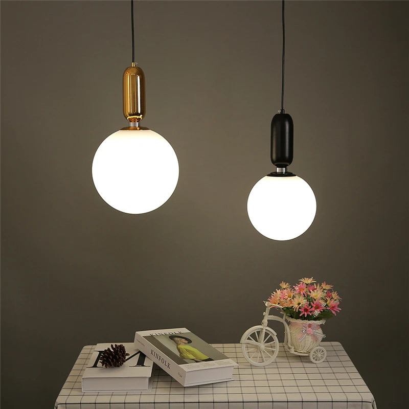 boule de verre moderne suspension lumières led éclairage intérieur décoratif