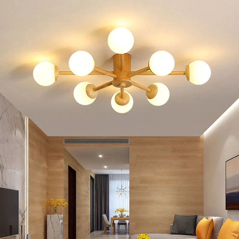 lustre nordique en bois pour décoration intérieure moderne - vue 3 sur 11