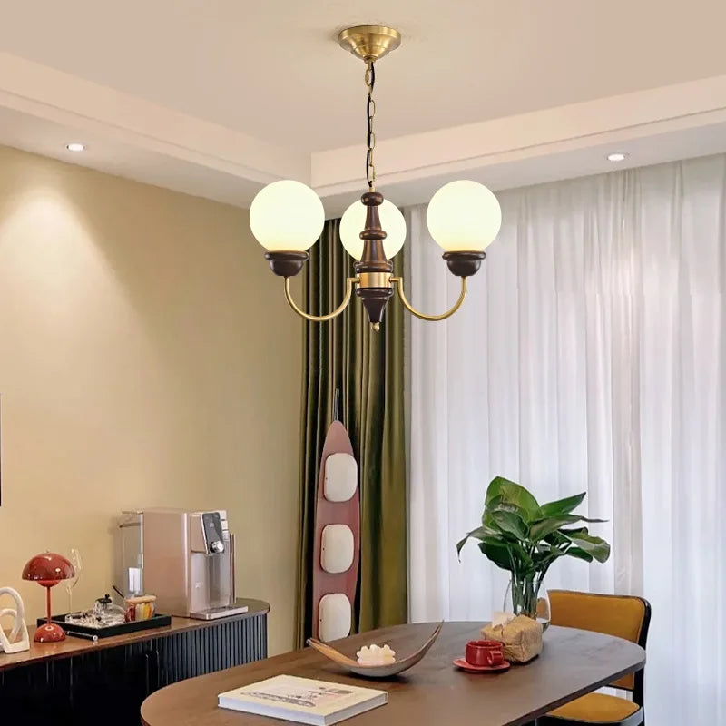 Lustre Luxe cuivre LED verre rond salon chambre décor intérieur salle à manger