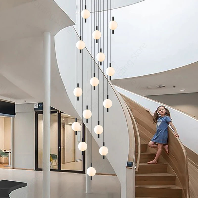 Lustre boule moderne décoration de la maison salon lumière minimaliste appartement cuisine concepteur suspendu escalier lustre