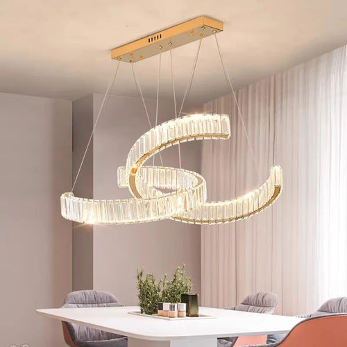 lustre en acier inoxydable cristal postmoderne - vue 2 sur 12