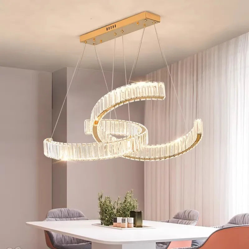 lustre en acier inoxydable cristal postmoderne