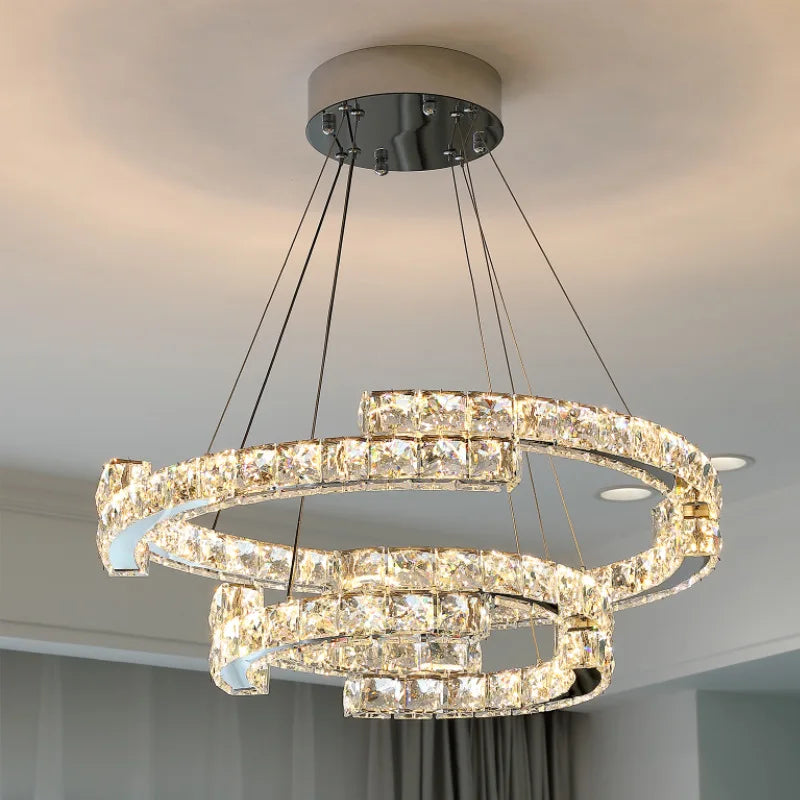 suspension led en cristal style nordique décoratif - vue 3 sur 13