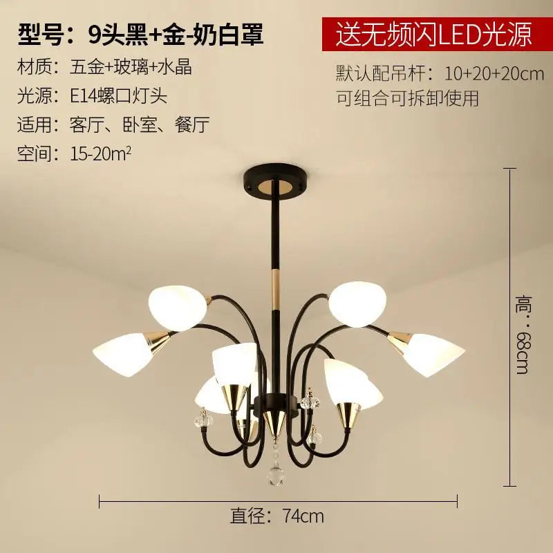 lustre en cristal nordique luxe moderne rétro éclairage décoratif - vue 11 sur 14