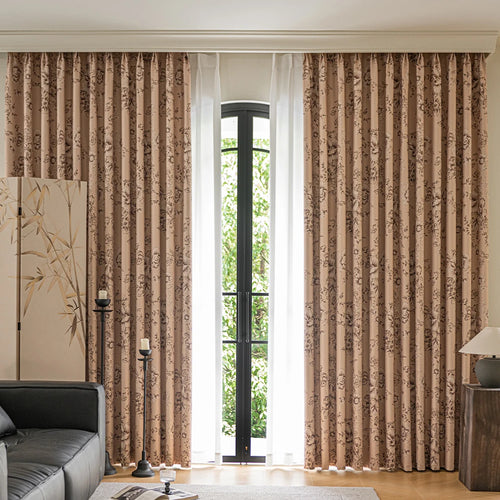 Rideau occultant motif floral moderne pour salon chambre - vue 3 sur 6