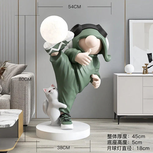 lampe de bureau astronaute sculpture moderne en résine décorative artisanale - vue 8 sur 8
