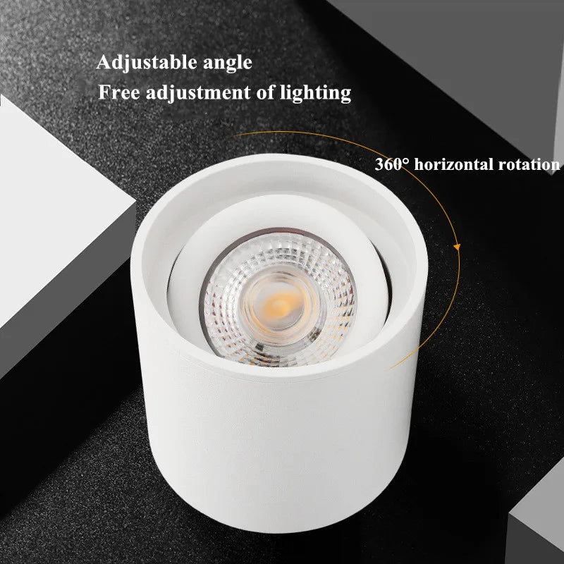 Spot Downlights LED anti-éblouissants montés en Surface 7W9W12W15W20W24W Epistar puce COB Angle réglable