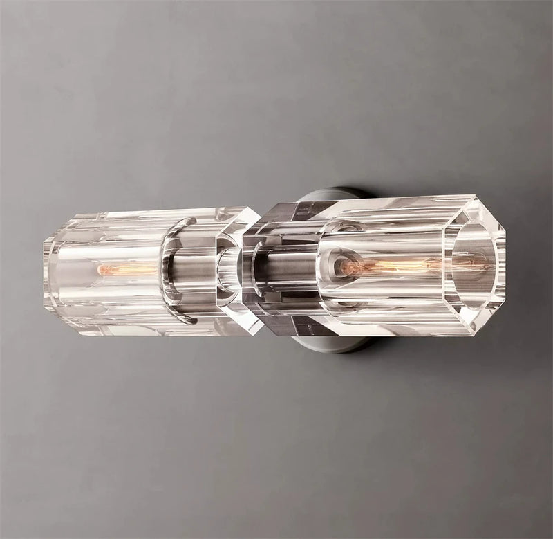 applique murale led moderne en cristal clair nickel laiton