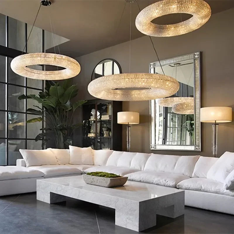 Modern Luxury Crystal Loft Chandelier Living Room Lustre Pendant Lamp Suspension Home Interior Decor Hanging Light Fixtures - vue 4 sur 10