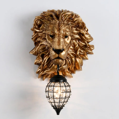 applique murale nordique en résine tête de lion décoration industrielle