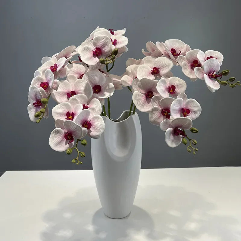 fleurs artificielles orchidée papillon en coton et silicone décoratives - vue 3 sur 12