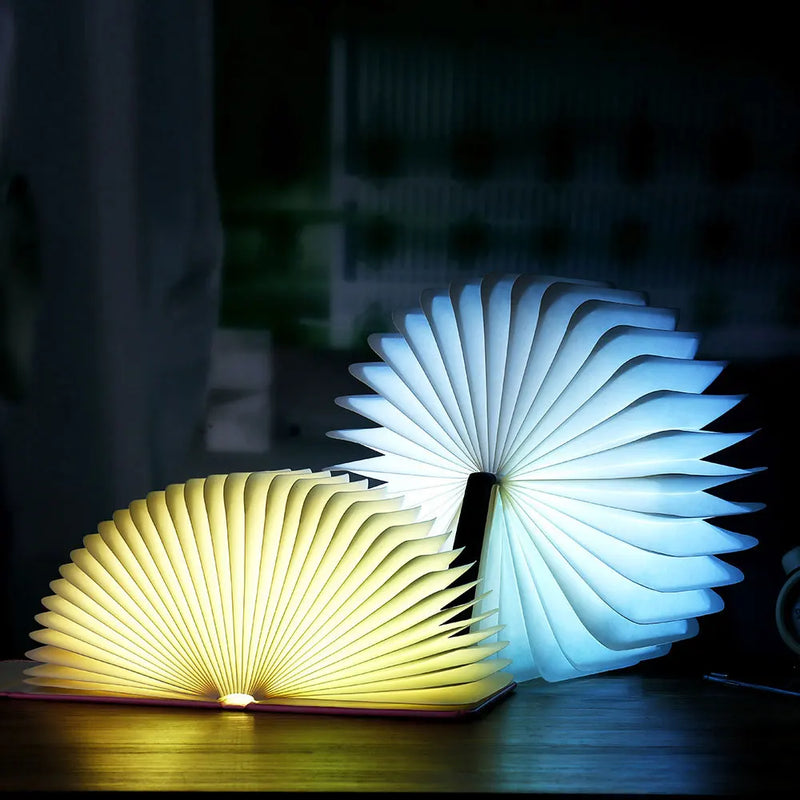 3D créatif Led livre veilleuse Portable en bois 5V Usb Rechargeable magnétique pliable bureau Table lampe décoration de la maison 5 couleurs