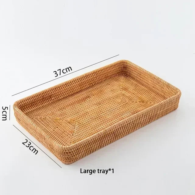 panier de rangement tissé en rotin pour cuisine et pique-nique - vue 10 sur 22