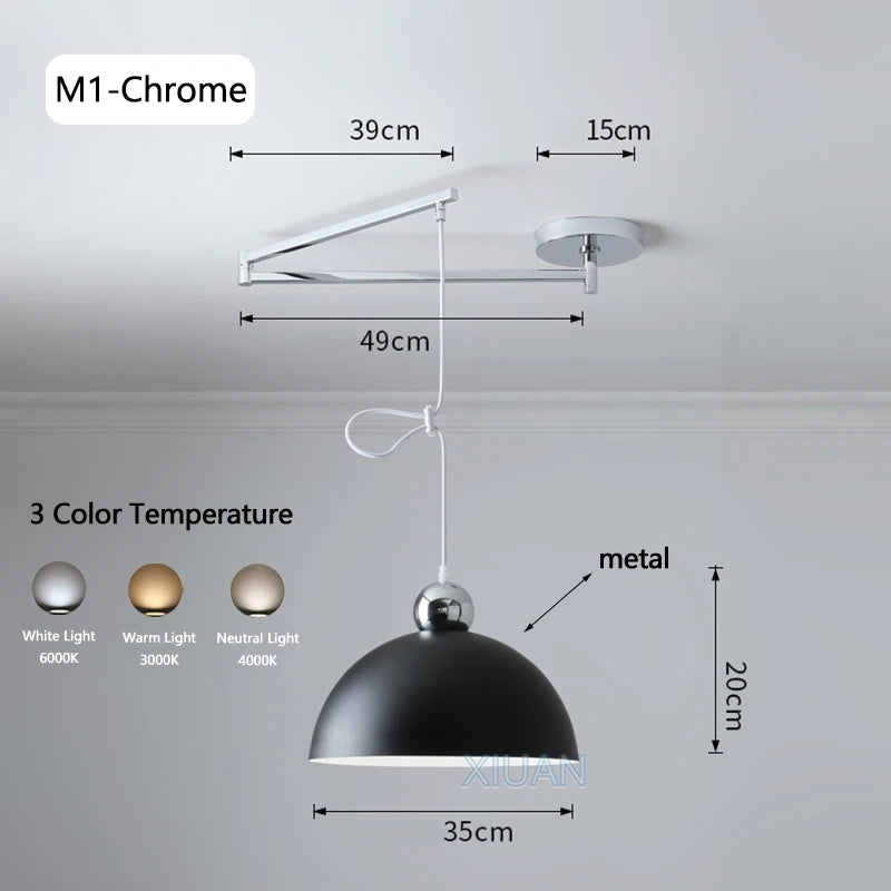 suspension moderne à bras oscillant led mobile - vue 20 sur 30