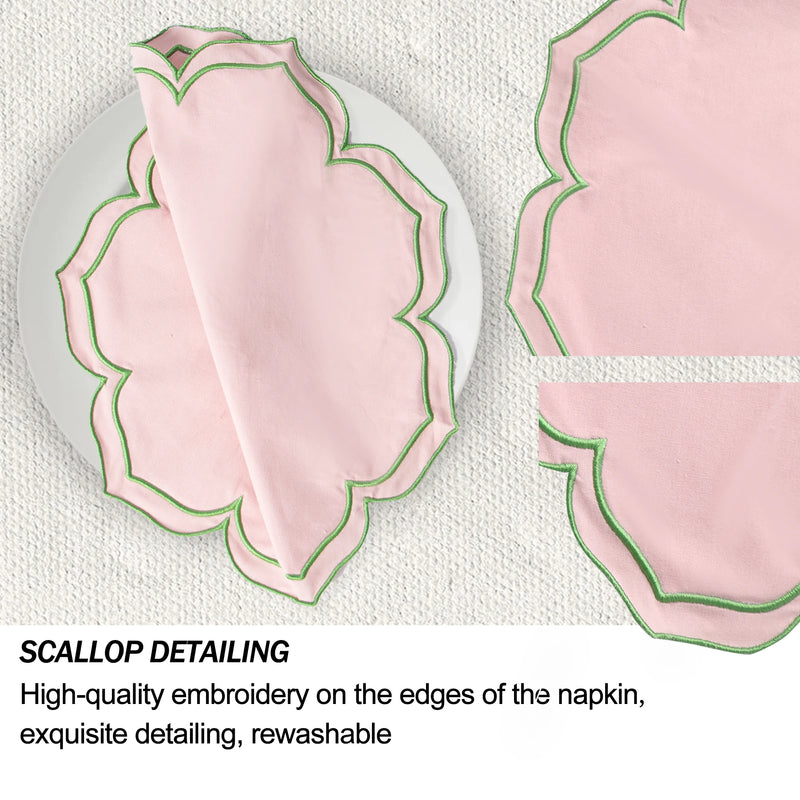 Serviette de table coton épais bord lotus pastoral