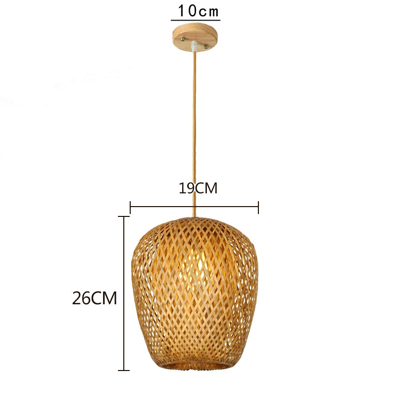 lampes suspendues style chinois tricotées à la main en bambou - vue 11 sur 16