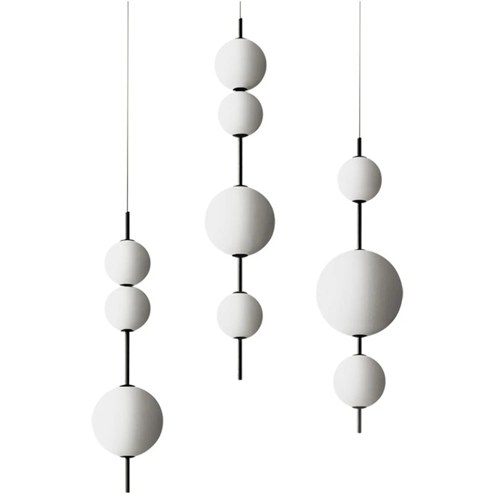 Modern minimalist restaurant chandelier, living room decoration Nordic white glass kitchen island, bedroom lighting chandelier - vue 4 sur 9
