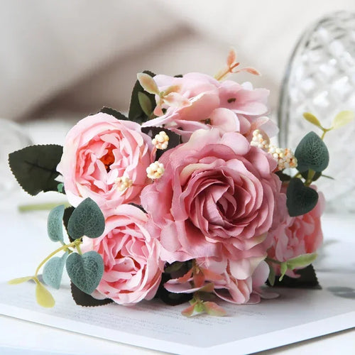 bouquet de pivoines roses en soie pour décoration intérieure - vue 12 sur 12