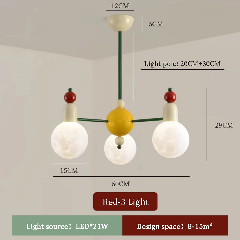 lustre moderne pour chambre d'enfants design nordique lumineux et coloré - vue 12 sur 12
