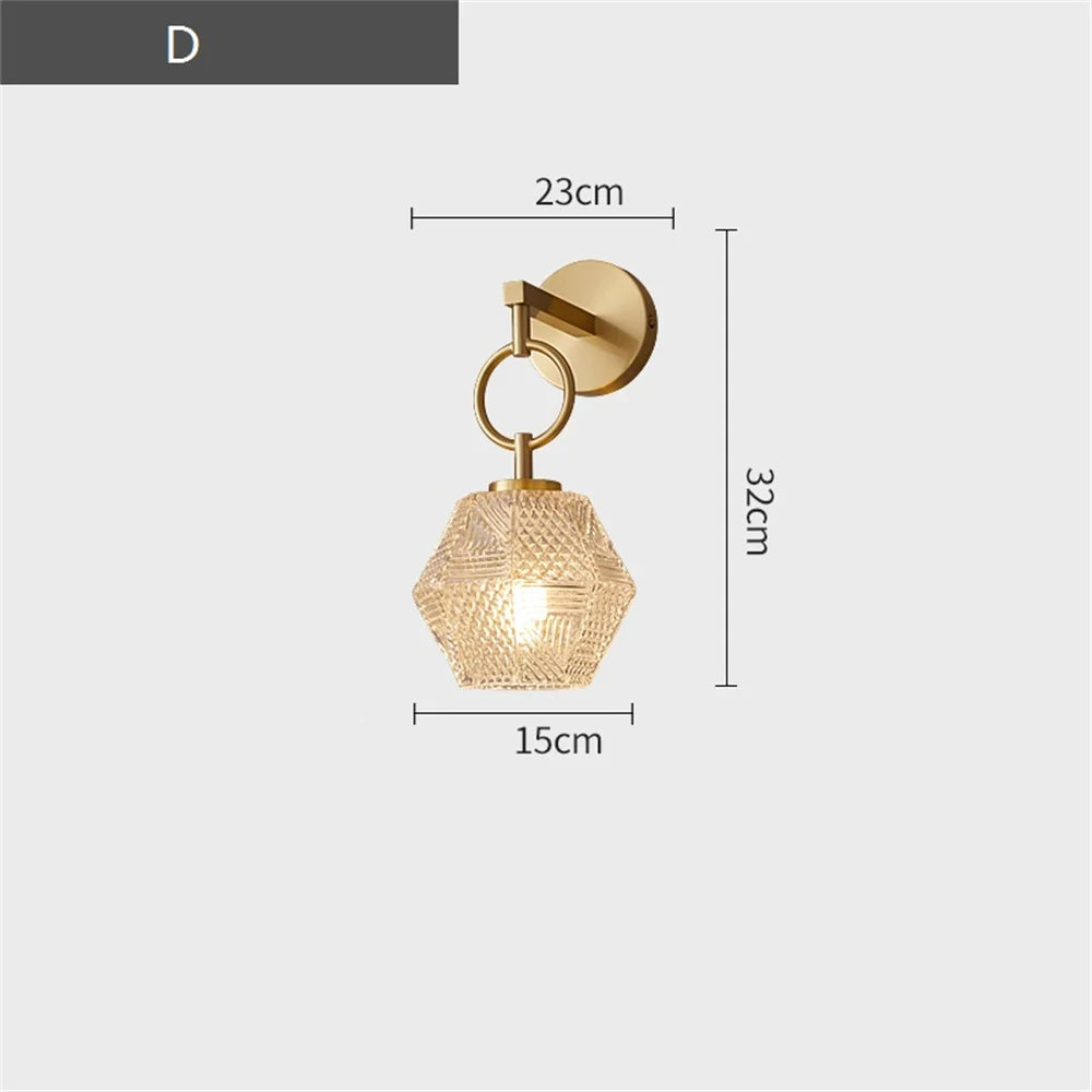 applique murale moderne en cuivre et verre à led décorative - vue 10 sur 12