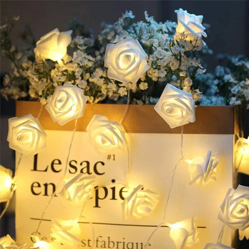 guirlande lumineuse roses en mousse pour mariage et saint valentin - vue 6 sur 11