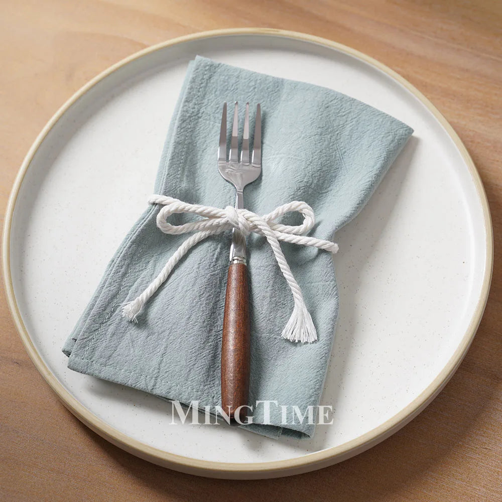 Serviette de table coton lavé douce style classique - vue 5 sur 7