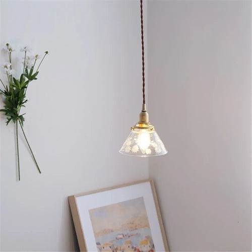 suspension rétro en verre et laiton pour décoration intérieure - vue 2 sur 10