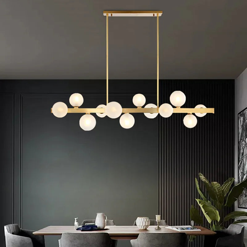 lustre italien moderne led minimaliste en cuivre pour bar café - vue 5 sur 12