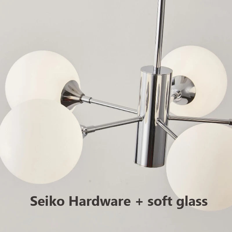 Lustre LED moderne pour chambre à coucher salle à manger lait blanc boule de verre cuisine décor à la maison - vue 6 sur 9