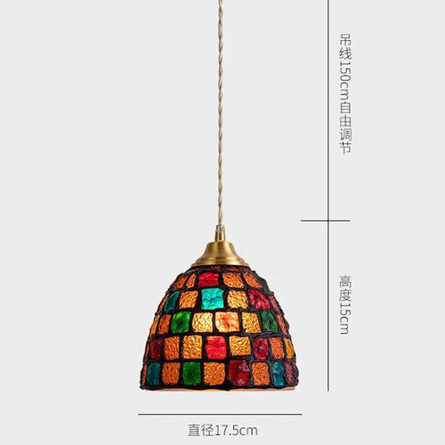 Suspension tiffany méditerranéen en verre coquille led - vue 13 sur 12