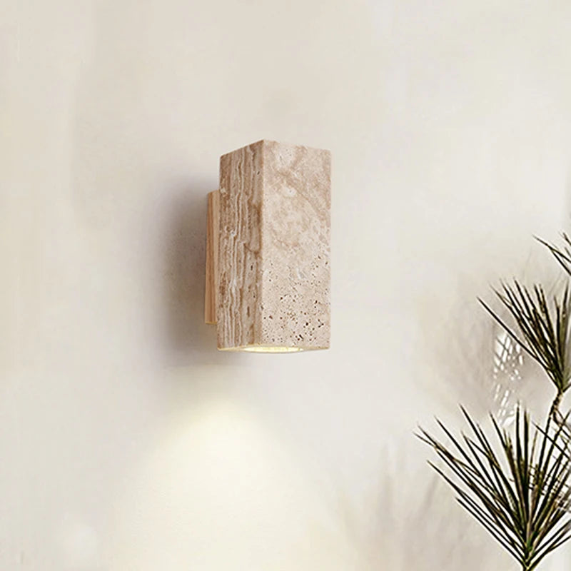 applique murale led wabi sabi en travertin décor marbre - vue 5 sur 12