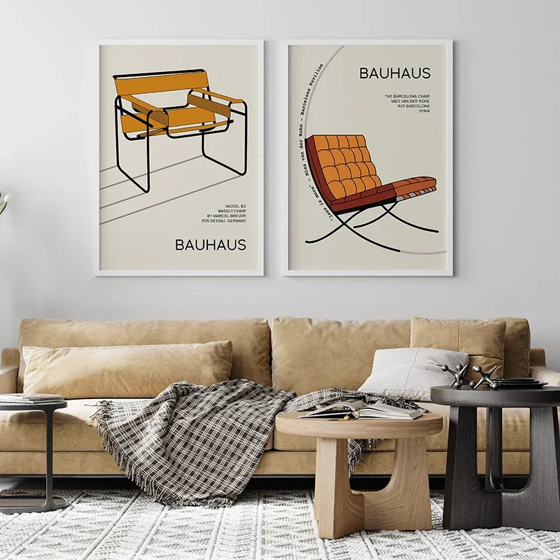 affiches géométriques bauhaus pour décoration murale moderne