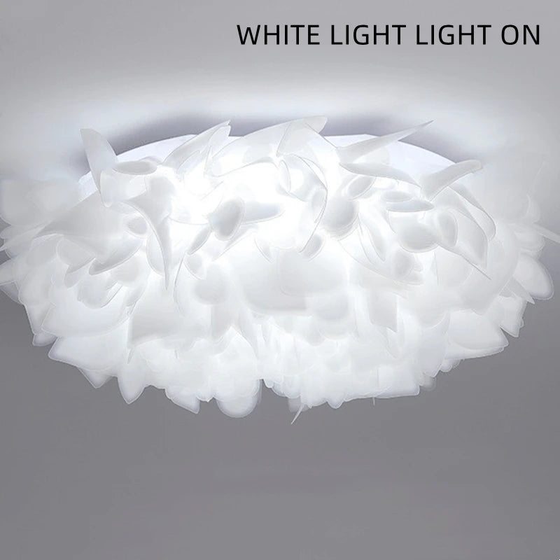 Plafonnier LED chic nordique fleurs blanches