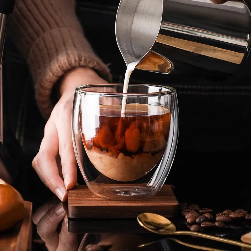Ensemble tasses expresso double paroi verre 80ml - vue 4 sur 7