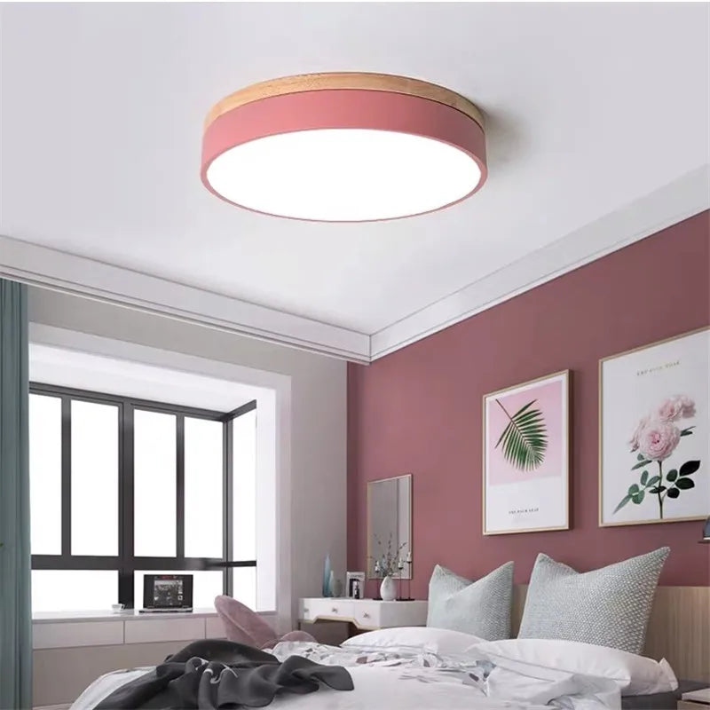 plafonnier led moderne design rond multicolore nordique à montage surface