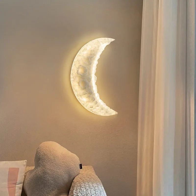 Luxury Moon Wall Lamp for Bedroom Living room Indoor Decor Creative Resin Engraving Moon Light Hallway Stair Aisle Entrance - vue 5 sur 8