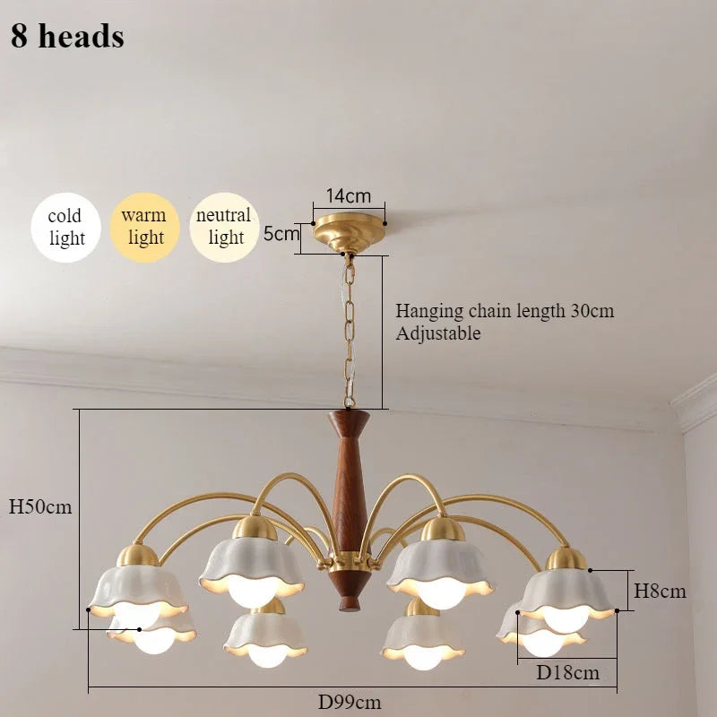 lustre moderne en céramique à fleurs pour intérieur contemporain - vue 8 sur 12