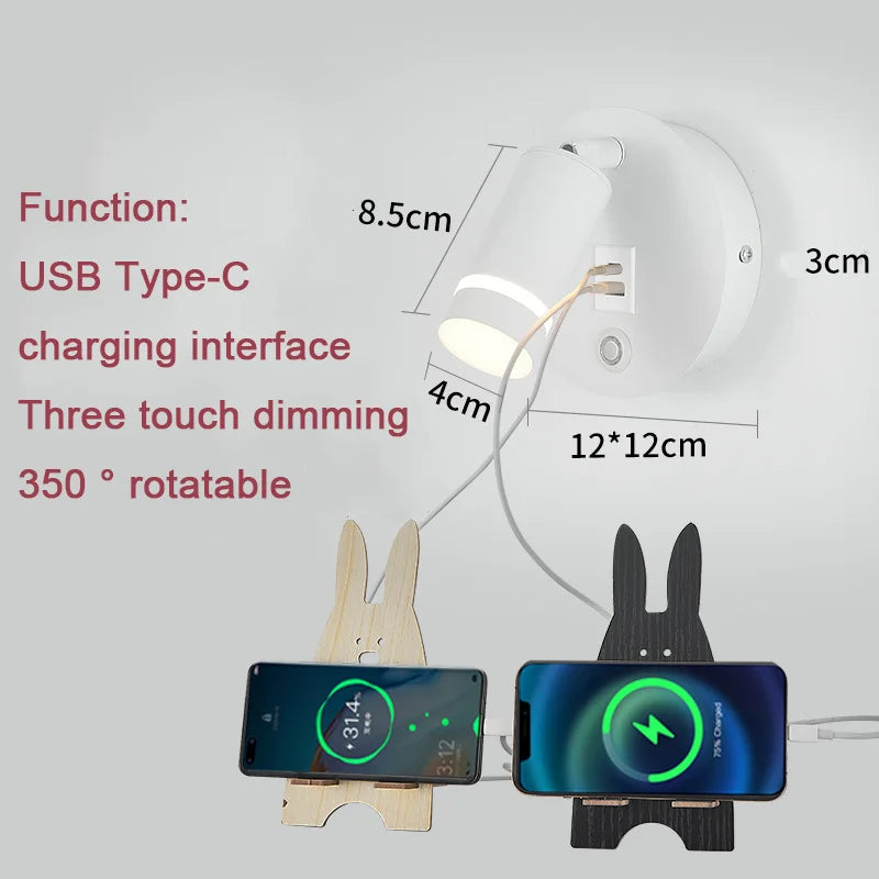 lampe de lecture led rotative avec port usb et interrupteur type-c - vue 6 sur 17