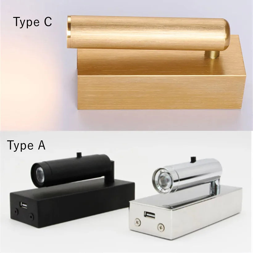 applique murale led avec interrupteur et port usb rotative - vue 6 sur 19