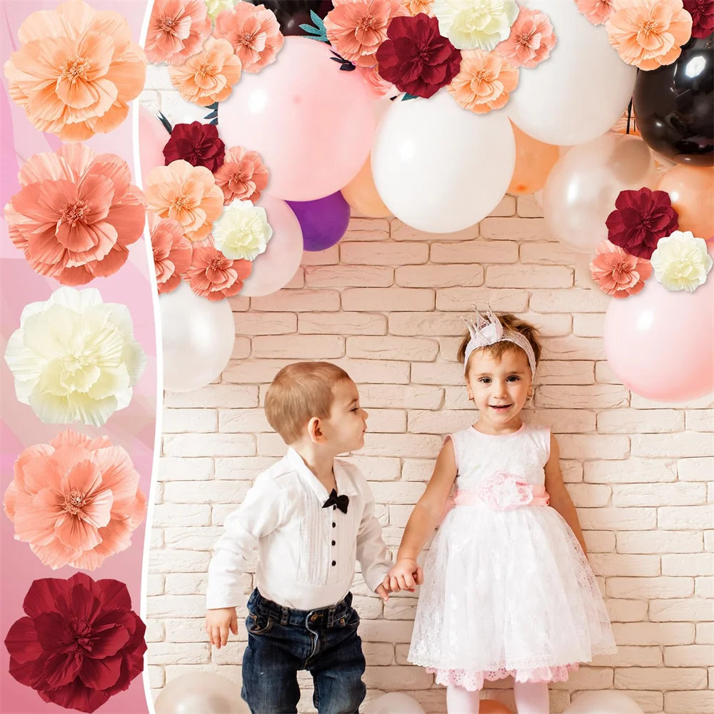 décoration de fête grande fleur en papier rouge pour événements festifs - vue 5 sur 14