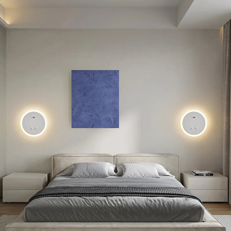 applique murale à led moderne avec port usb pour éclairage d'ambiance