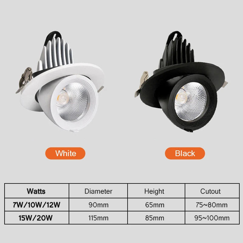 spot led encastrable rotatif à intensité variable 360 degrés - vue 6 sur 5