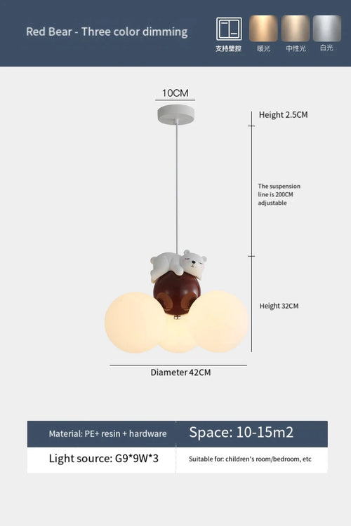 lustre créatif dessin animé ours ballon pour enfants - vue 9 sur 16