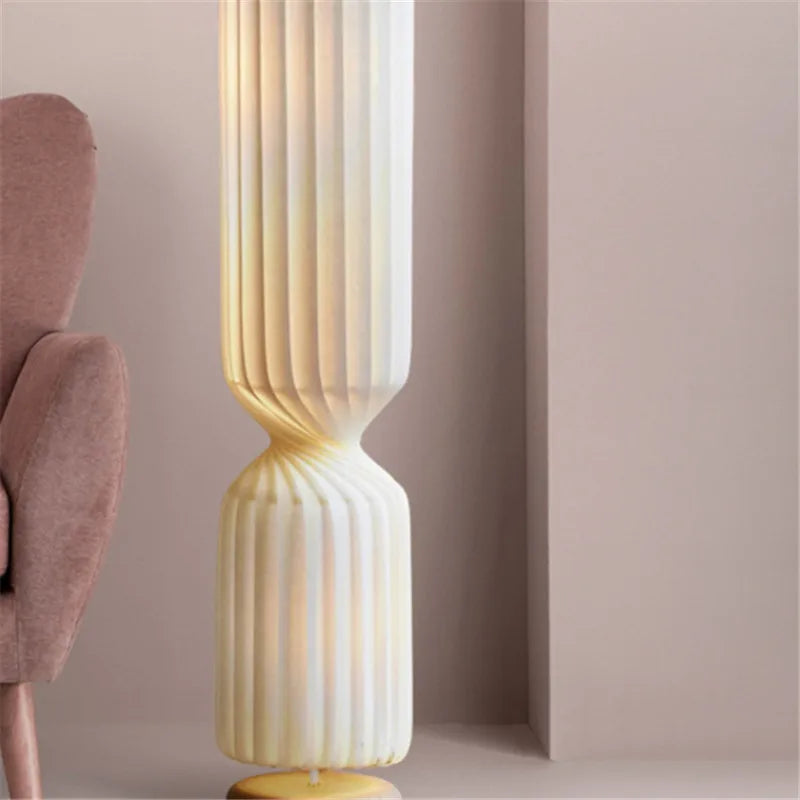 Lampadaire plissé nordique wabi sabi lampe en tissu blanc pour salon chambre Loft décor LED coin longue bande lumière sur pied - vue 6 sur 13